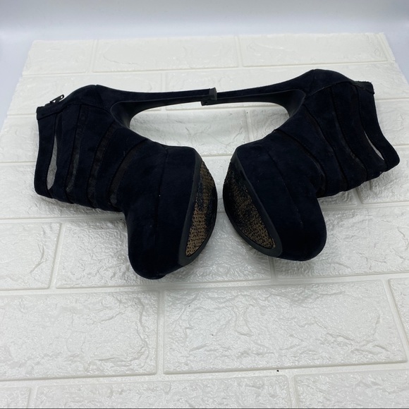 Jessica Simpson black suede-mesh booties/heels - Picture 4 of 5